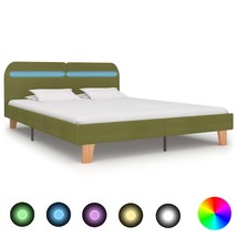 Bed Frame with LED Green Fabric 150x200 cm King Size - £143.80 GBP