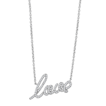 3W453 - Rhodium Brass Necklace with AAA Grade CZ  in Clear - $39.38