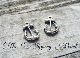 10 Anchor Charms Antiqued Silver Ocean Pendants Nautical Findings Fishing Hook - £1.14 GBP