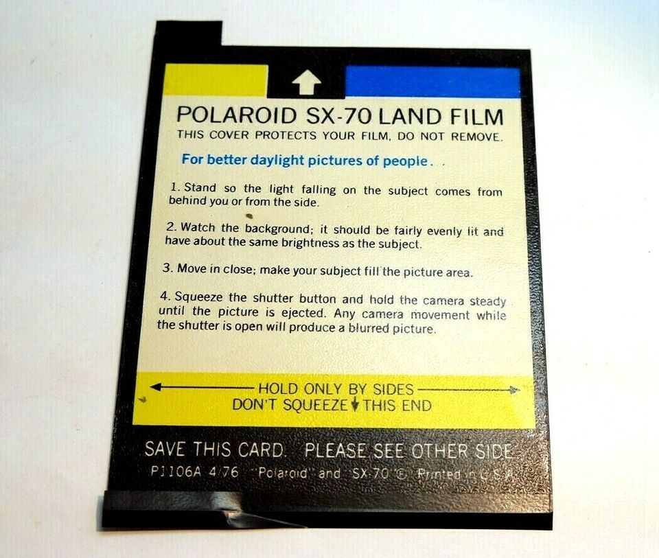 Card  for Polaroid Type 108 Land film SX-70 - $8.22