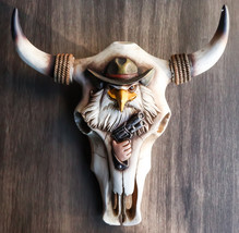 Rustic Western Eagle Cowboy With Gun Horned Ropes Cow Skull Wall Decor Plaque - £30.27 GBP