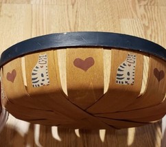 Heart and Cat Basket Round Container Decoration CUTE - £12.65 GBP