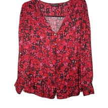 Lane Bryant Womens Blouse Size 26/28 4X Long Sleeve Loop Button Front V-Neck Red - £12.49 GBP