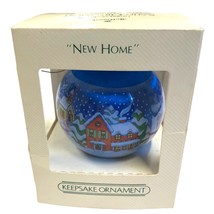 1980 Hallmark Keepsake Ornament New Home Blue Houses Unbreakable in Box Vtg - £17.09 GBP