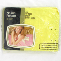 NWT Vintage JC Penney Solid Yellow No Iron Percale Twin Fitted Bottom Sheet - £14.86 GBP