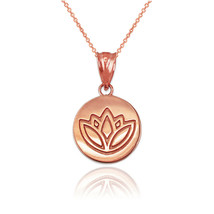 Rose Gold Lotus Medallion Charm Necklace - £59.39 GBP+