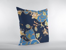 20&quot; Navy Blue Garden Decorative Suede Throw Pillow - £58.01 GBP