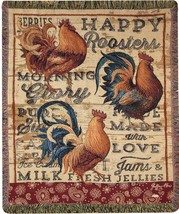 Wood Backed Rooster Tapestry Throw Blanket Afghan By Manual Woodworkers Usa Made - £47.62 GBP