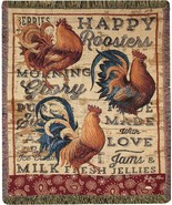 WOOD BACKED ROOSTER TAPESTRY THROW BLANKET AFGHAN by MANUAL WOODWORKERS USA Made - $59.39