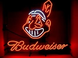 New Mlb Cleveland Indians Budweiser Bud Light Neon Sign 24&quot;x20&quot; - £196.72 GBP