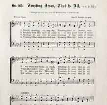 1883 Gospel Hymn Trusting Jesus Sheet Music Victorian Religion Ephemera ADBN1fff - £11.59 GBP