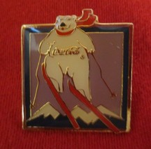 Coca-Cold Polar Bear Ski jumping Square Lapel Pin - $3.71