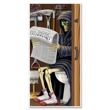 Funny GRIM REAPER on POTTY DOOR COVER Bathroom Toilet Birthday Party Dec... - $7.57
