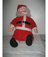 Vintage Santa Plush Plastic Face 33&#39;&#39; Musical Merry Christmas battery op... - €51,58 EUR