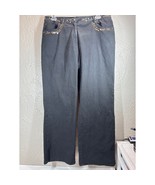 Ruby Rd. Women&#39;s Straight Leg Beaded Embellished Black Jeans Plus Size 16 - $24.95