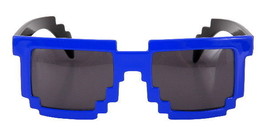 Blue 8 Bit Pixel Costume Glasses Computer Video Game GEEK NERD COSPLAY, NEW - £4.66 GBP