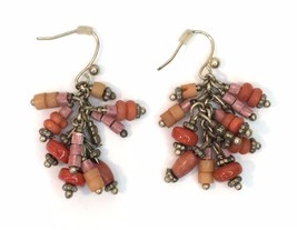 Orange / Red / Pink / Coral Colored Cluster Dangle Earrings - £7.84 GBP