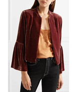 Ulla Johnson Women Mara Mauve Cropped Silk Velvet Ruffle Blazer Jacket C... - £276.82 GBP