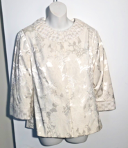 Chico&#39;s Ivory Cream Floral Embroidered Blouse With Hook Fasteners  Size 1 - £9.30 GBP