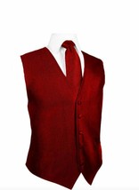 Red Silk Faille Tuxedo Vest and Necktie Size 2Xlarge - £116.15 GBP