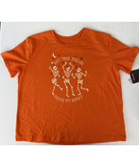 Girls Orange Skeleton Bones Short Sleeve Halloween T-Shirt Tee Shirt Size L - £5.65 GBP