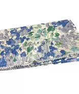 Vera style Floral Blue Lace Ruffled Queen Flat Sheet - $58.00