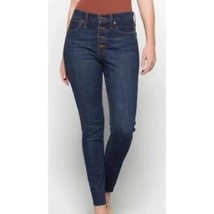 NEW MADEWELL 10&quot; High Rise Skinny Jeans Women’s  33 Dark Blue Denim Raw Hem - $100.98