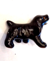 Red Ware Ceramic Black Cocker Spaniel Hunting Dog Miniature Figurine VTG 1&quot; tall - £7.82 GBP