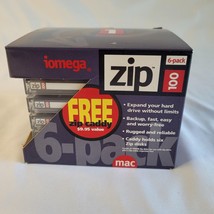 New NOS In Box Iomega Zip Disks w/Caddy Six Pack Mac Formatted - £15.49 GBP