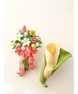 Floral Bouquet &amp; Lily Lapel Brooch Pin Pinback Lot - $14.47