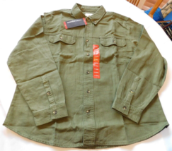 Lucky Brand Men&#39;s Long Sleeve Button Front shirt Size XXL Spring Olive 7MS3000 - £39.55 GBP