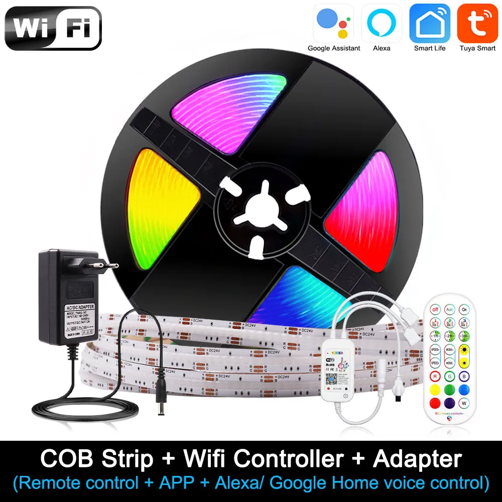 Smart Control Colorful RGB COB LED Strip Light Kit Tuya Wifi Bluetooth A... - £155.66 GBP