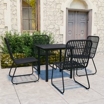  Dining Set Black Poly rattan, powder-coated steel, glass Regular - $780.99