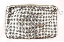 Silver Lame Metal Mesh Clutch Bag Vintage Item with Zip Close 8 X 5 - £22.40 GBP