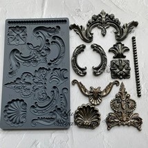 Baroque Style Curlicues Scroll Relief Silicone Epoxy Resin Plaster Mould cake - £16.18 GBP
