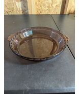 Pyrex 229 Cranberry Glass Deep Dish Pie Pan 9.5&quot; Fluted Scalloped Edge (BT) - $19.79