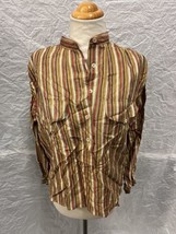 Rare Vintage 70s Yves Saint Laurent Rive Gauche Silk Neutral Striped Wom... - $346.49