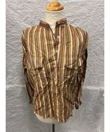 Rare Vintage 70s Yves Saint Laurent Rive Gauche Silk Neutral Striped Wom... - £271.52 GBP