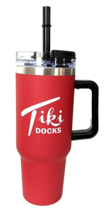 Tiki Docks Red Travel Tumbler Mug w/Straw - 40oz Stainless New - £31.84 GBP