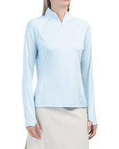 NWT Ladies ADIDAS Sky Blue 1/4 Zip Long Sleeve Mock Golf Tennis Shirt S M L &amp; XL - £31.96 GBP