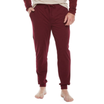 Stafford Men&#39;s Knit Pajama Lounge Jogger Pants LARGE Rich Burgundy Super... - £18.69 GBP