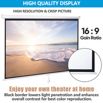100&quot; Projector Screen Manual Pull Down 16:9 Hd Projection Home Theater 3... - $84.54