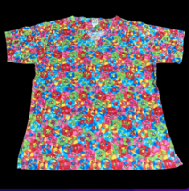 UA Pink Bee Honeycomb Ladybug Floral Butterfly Medium Scrub Top Shirt Br... - $14.99