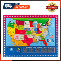 Wooden USA Map Puzzle, 46 Pieces US Map Puzzle For Kids, Educational - £19.14 GBP