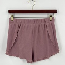 Nasty Gal Ribbed Shorts Size 8 Blush Pink Ruffle Pull On Elastic Waist W... - $23.76