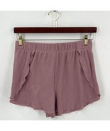 Nasty Gal Ribbed Shorts Size 8 Blush Pink Ruffle Pull On Elastic Waist W... - $451.60 MXN