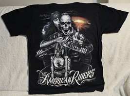 MOTORCYCLE AMERICAN RIDER SKELETON BIKER LADY ROUTE 66 TATTOO T-SHIRT - £8.84 GBP