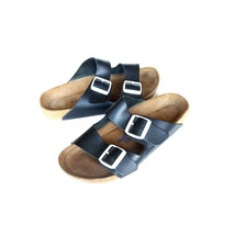 $160 Birkenstock 39 &#39;arizona&#39; Supergrip Sandals Black Leather Soft Footbed L8 - £87.60 GBP