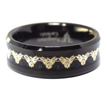 Black Tungsten Gold Phoenix Firebird Ring Mens Womens Wedding Band Sizes 5-17 - £31.85 GBP