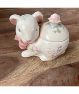 Pfaltzgraff BUNNY RABBIT JAR W LID SUGAR BOWL Tea Rose 4 1/2&quot; Tall CERAMIC - $224.65 MXN